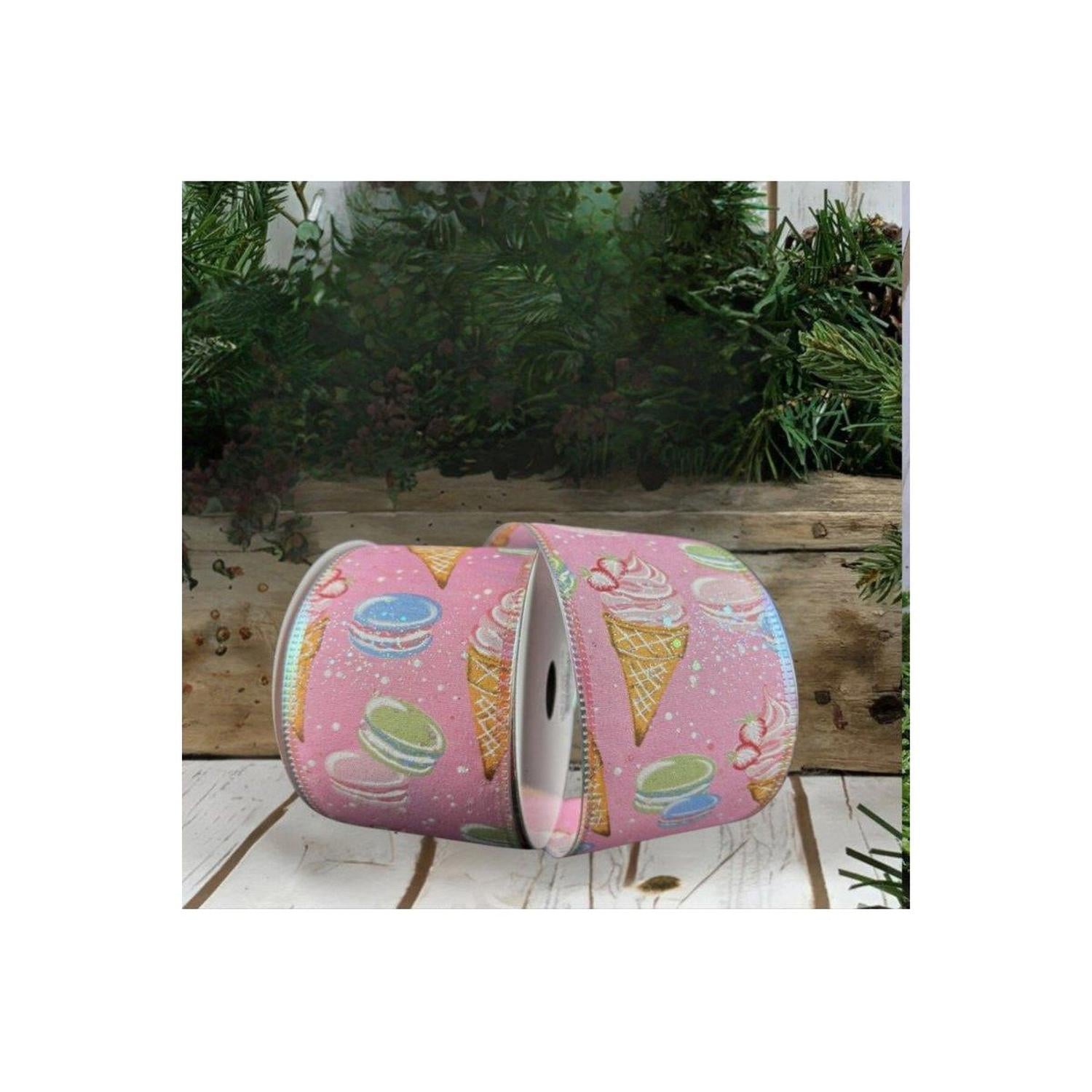 Shop For 2.5" Ice Cream Macarons Ribbon: Pink (10 Yards)