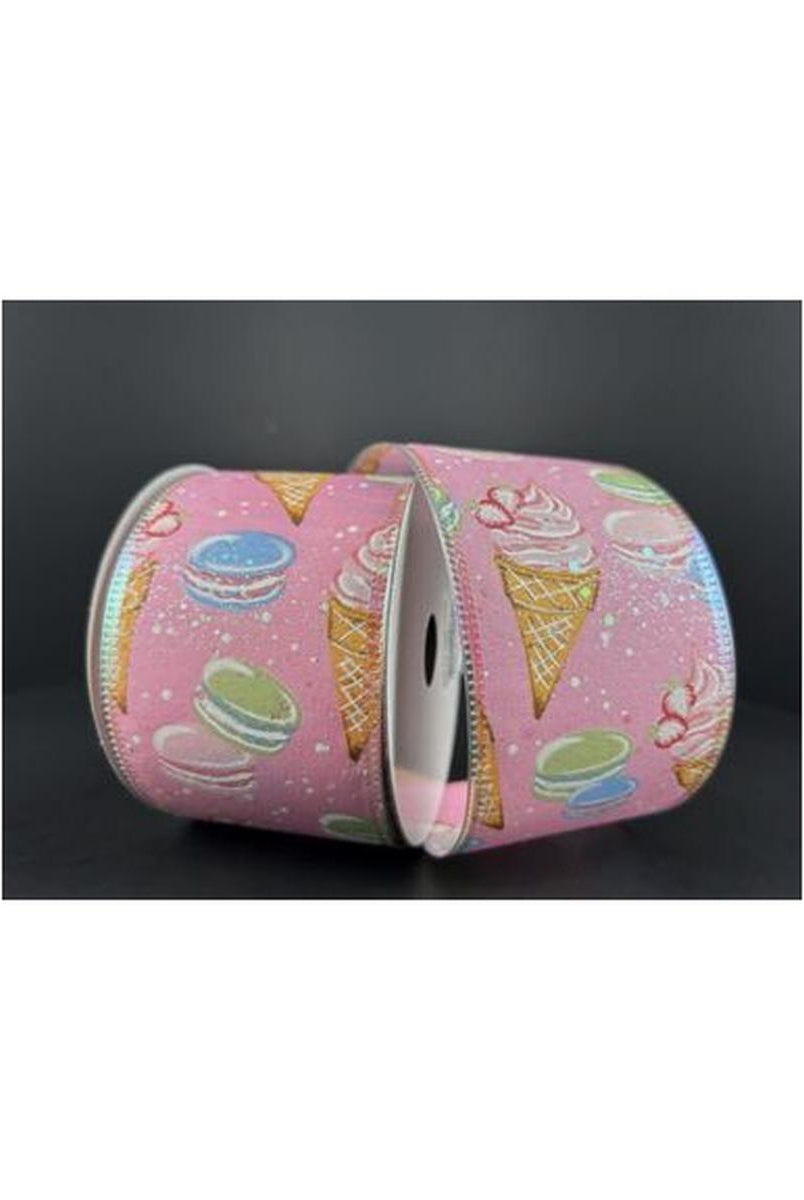 Shop For 2.5" Ice Cream Macarons Ribbon: Pink (10 Yards) at Michelle's aDOORable Creations
