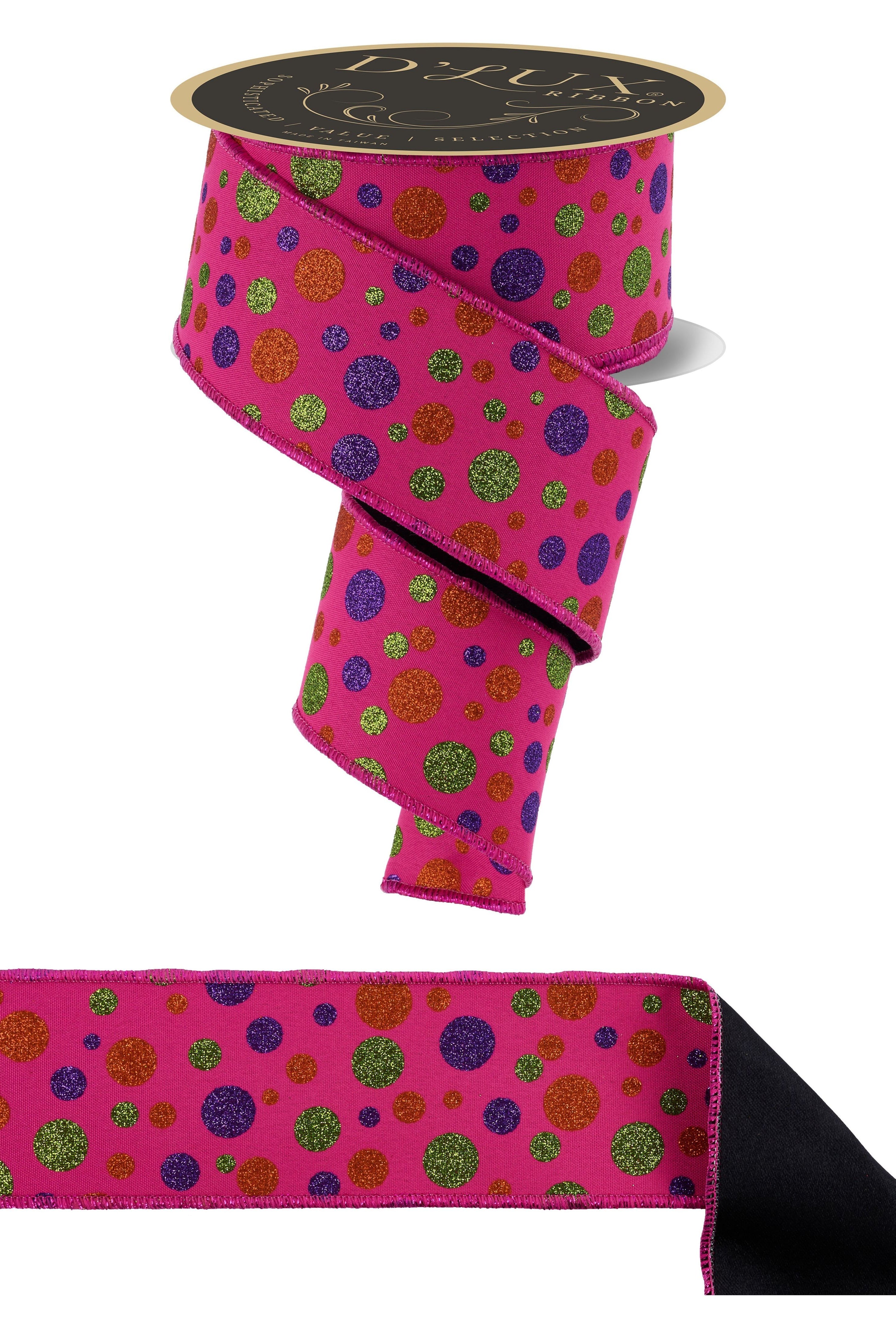 Shop For 2.5 in Glitter Polka Dot Fused Ribbon: Hot Pink (10 Yards)