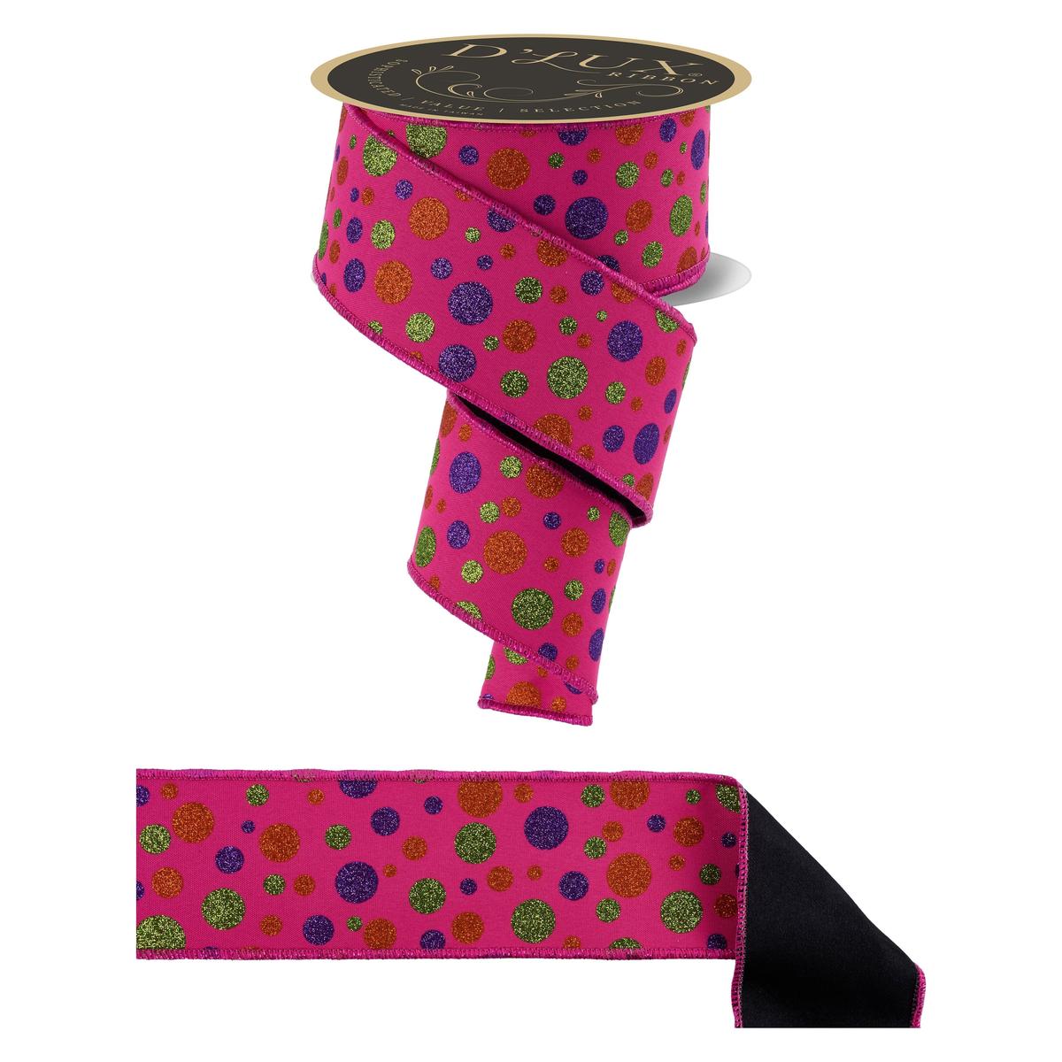 Shop For 2.5 in Glitter Polka Dot Fused Ribbon: Hot Pink (10 Yards)