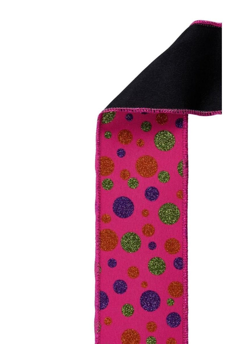 Shop For 2.5 in Glitter Polka Dot Fused Ribbon: Hot Pink (10 Yards)