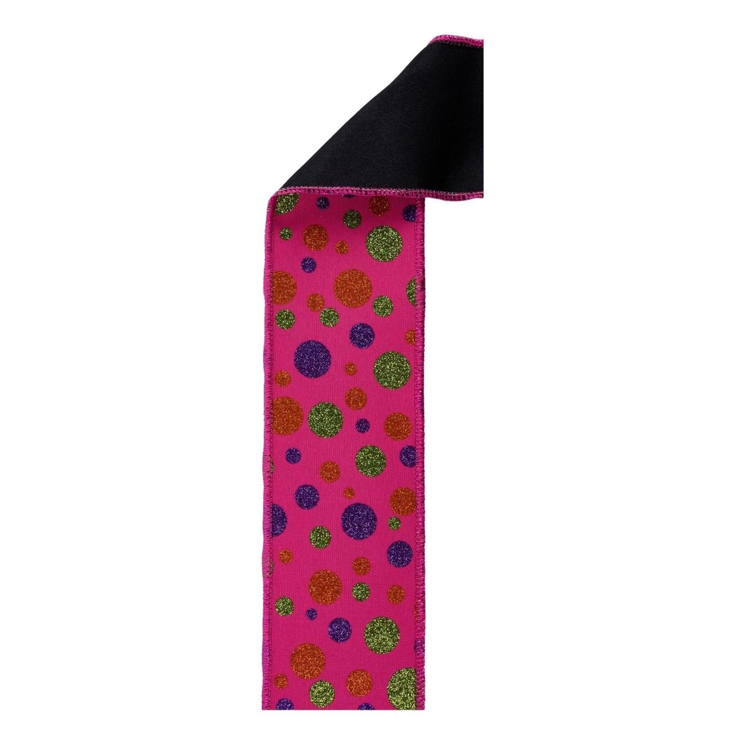 Shop For 2.5 in Glitter Polka Dot Fused Ribbon: Hot Pink (10 Yards)