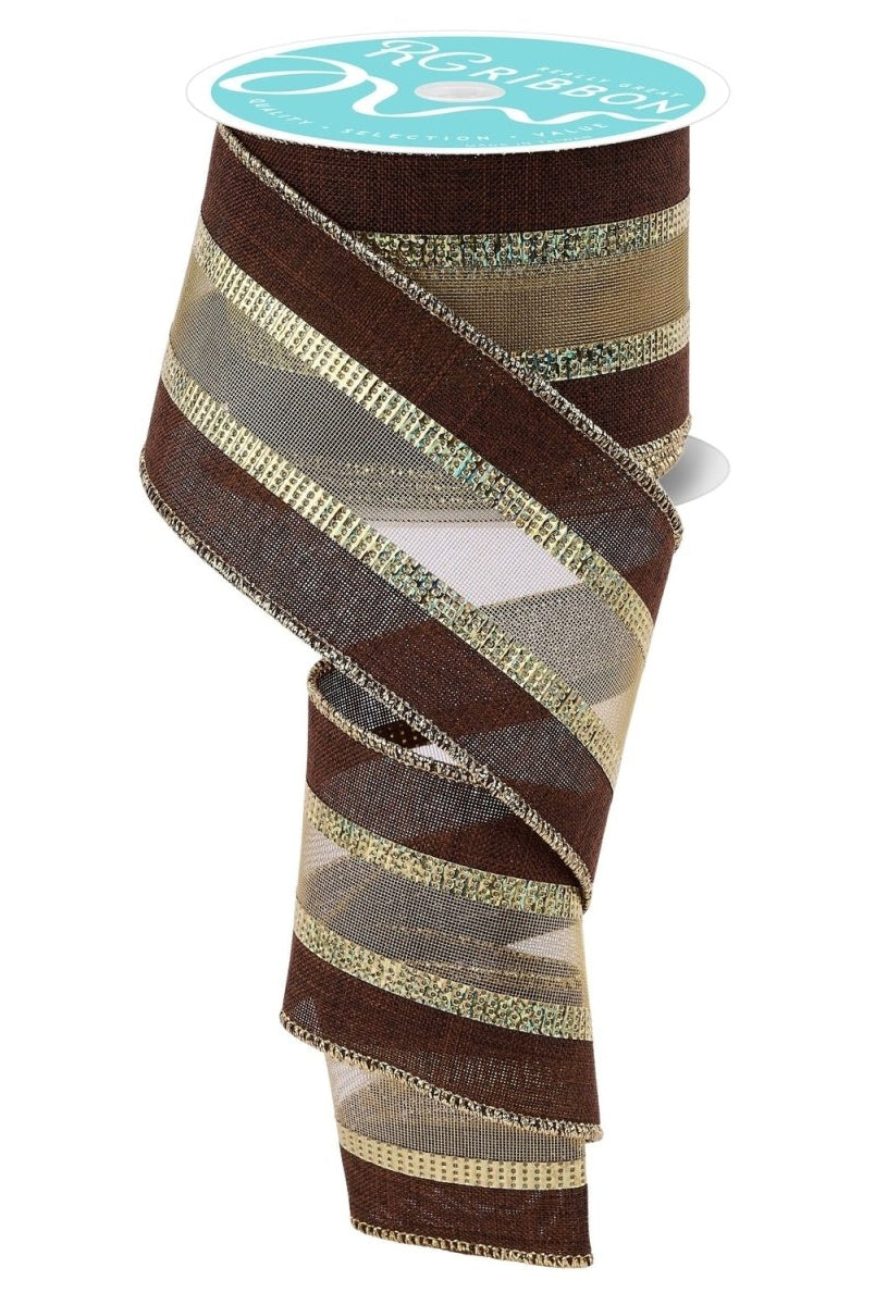 Shop For 2.5 inch Royal Burlap Mesh Ribbon: Brown/Gold (10 Yards)