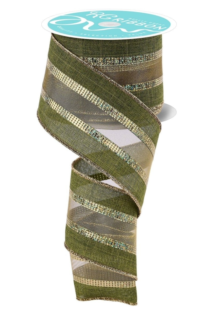 Shop For 2.5 inch Royal Burlap Mesh Ribbon: Moss Green/Gold (10 Yards)