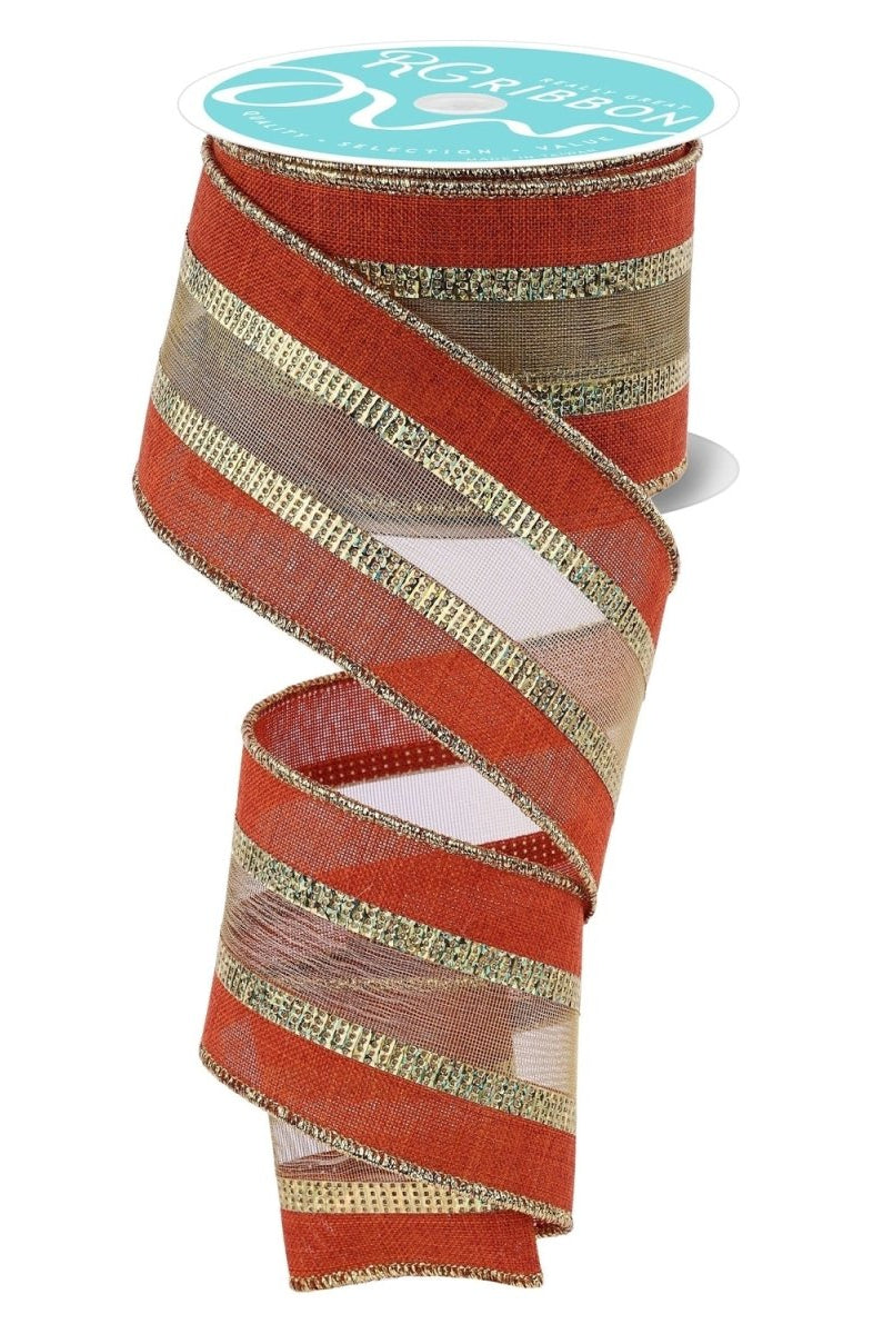 Shop For 2.5 inch Royal Burlap Mesh Ribbon: Rust/Gold (10 Yards)