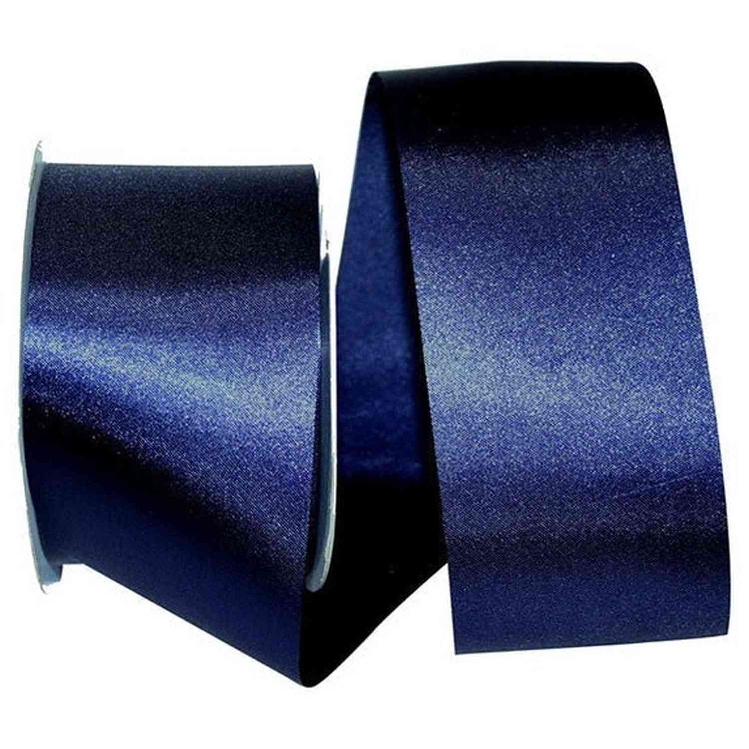 Shop For 2.5 inch Satin Non - Wired Ribbon: Navy (50 Yards)