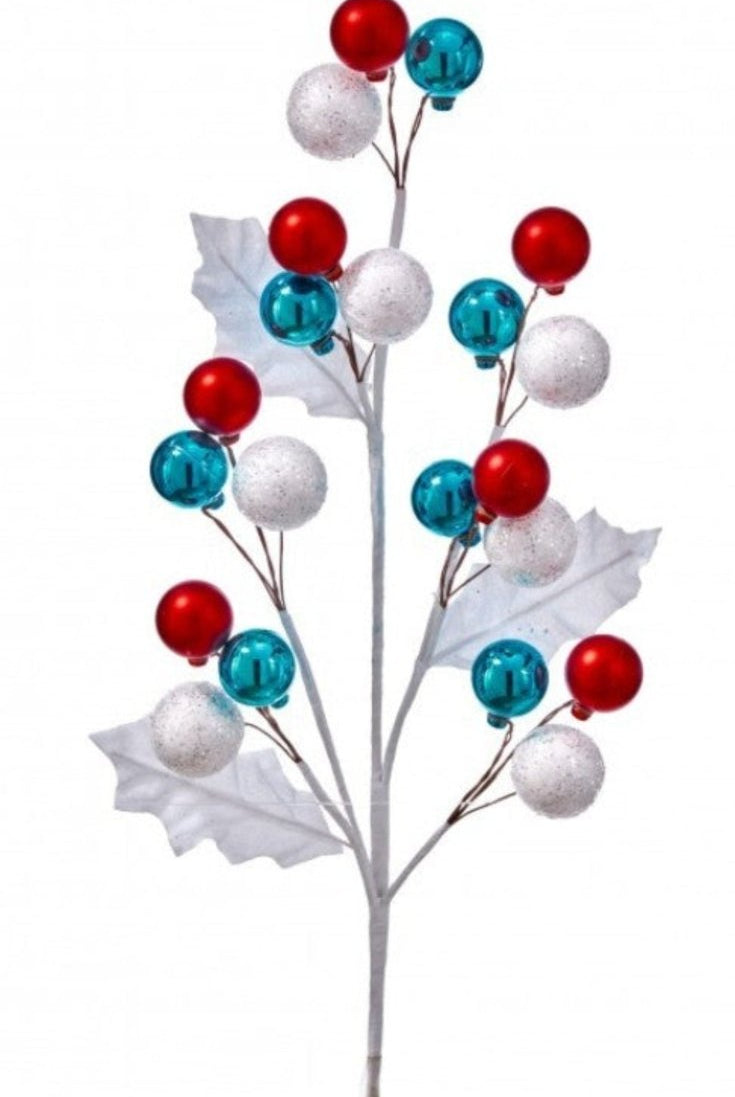 Shop For 25 inch White Glitter Ball Spray: Red/Ice Blue