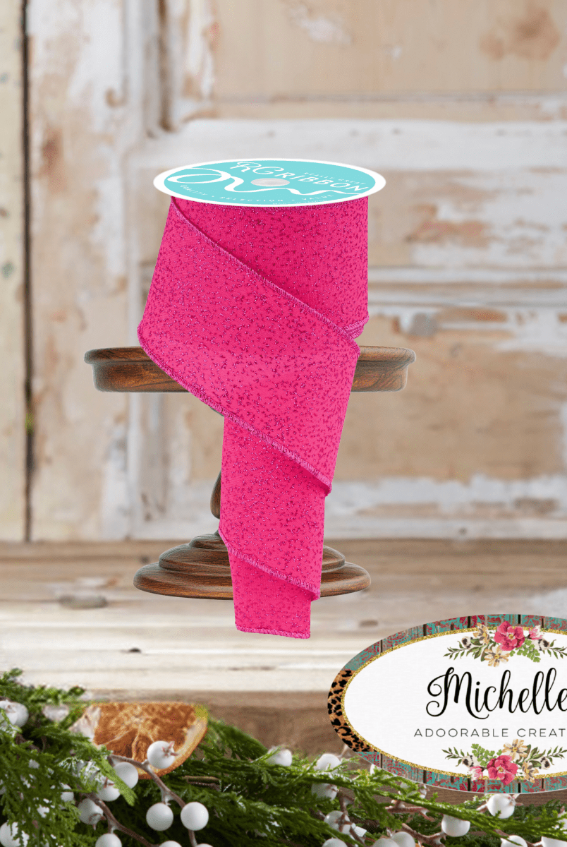Shop For 2.5" Irregular Spotted Glitter Ribbon: Fuchsia (10 Yards)