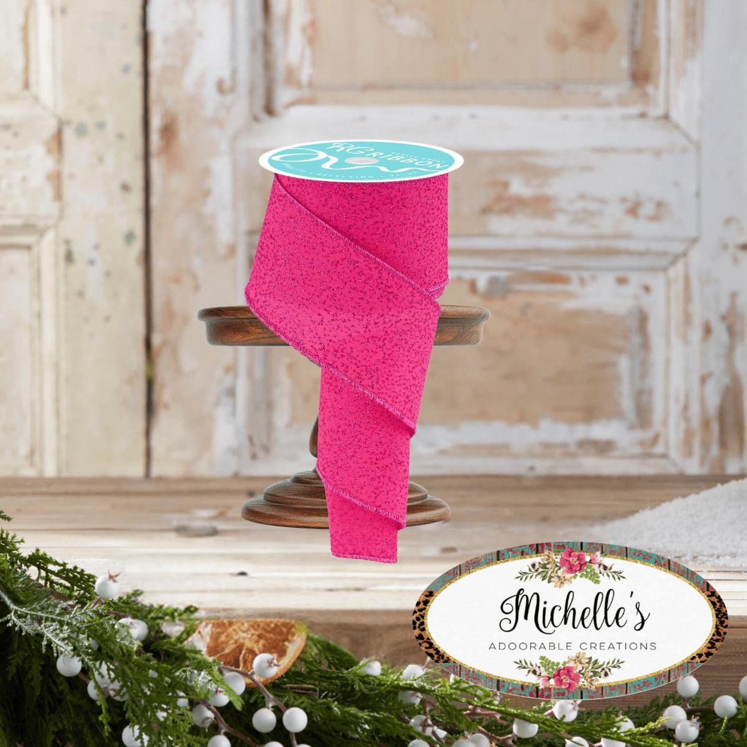 Shop For 2.5" Irregular Spotted Glitter Ribbon: Fuchsia (10 Yards)