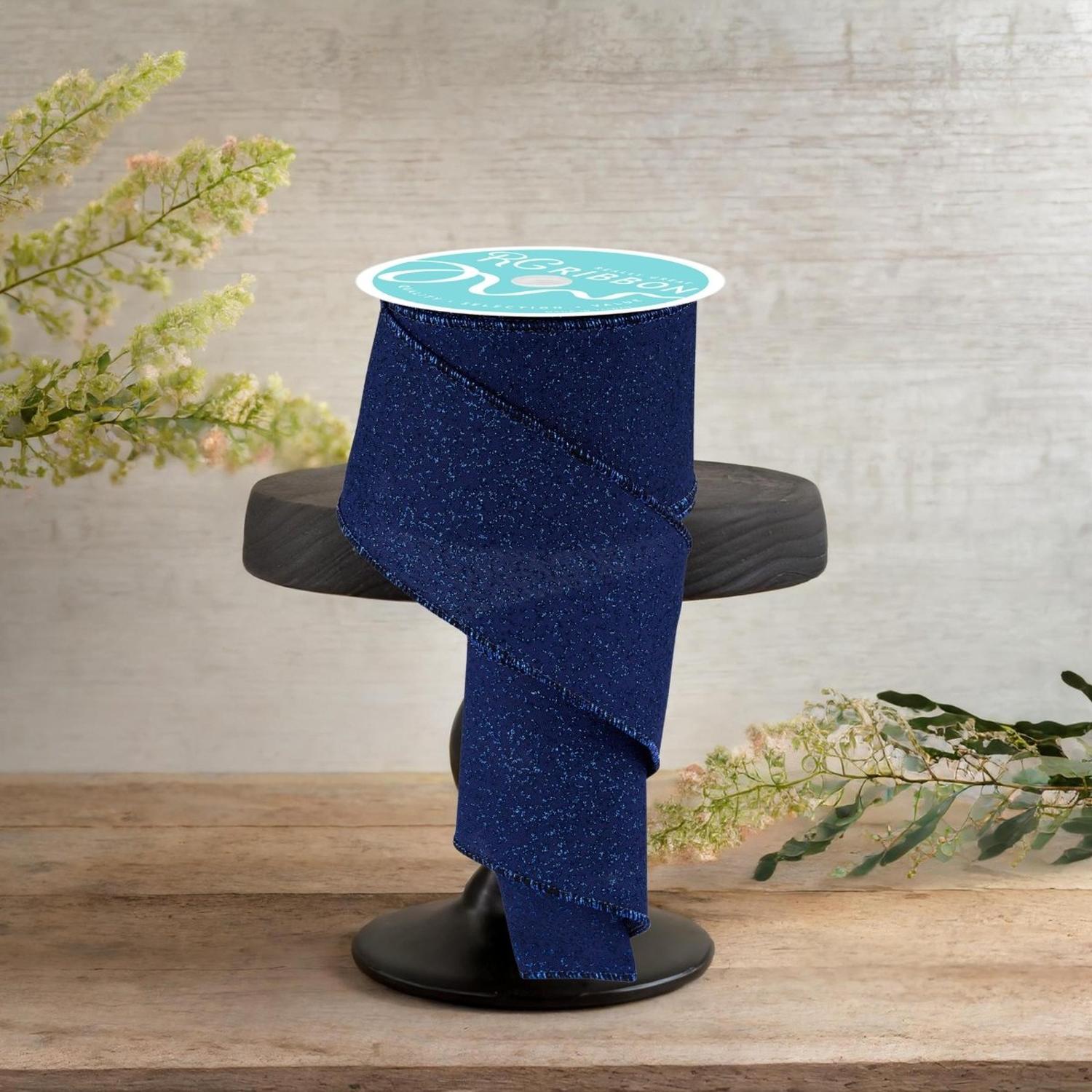 Shop For 2.5" Irregular Spotted Glitter Ribbon: Navy Blue (10 Yards)