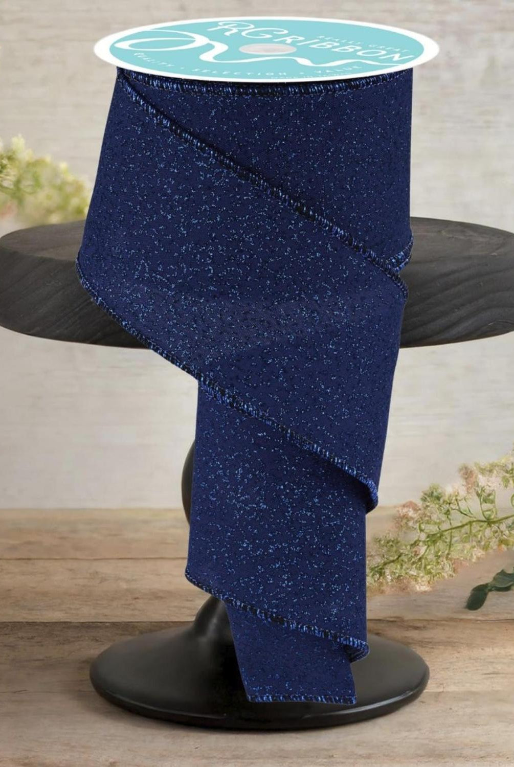 Shop For 2.5" Irregular Spotted Glitter Ribbon: Navy Blue (10 Yards)