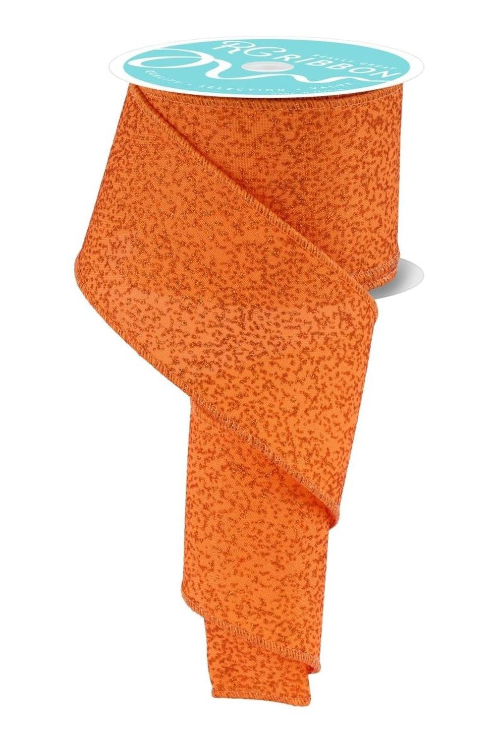 2.5" Irregular Spotted Glitter Ribbon: Orange (10 Yards)