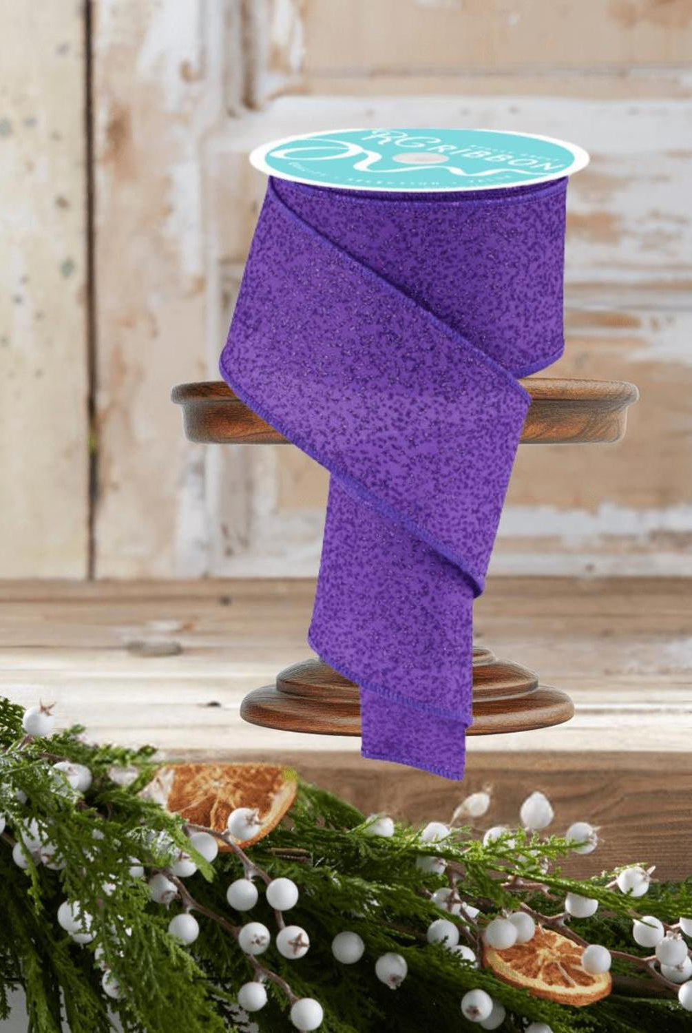 2.5" Irregular Spotted Glitter Ribbon: Purple (10 Yards)