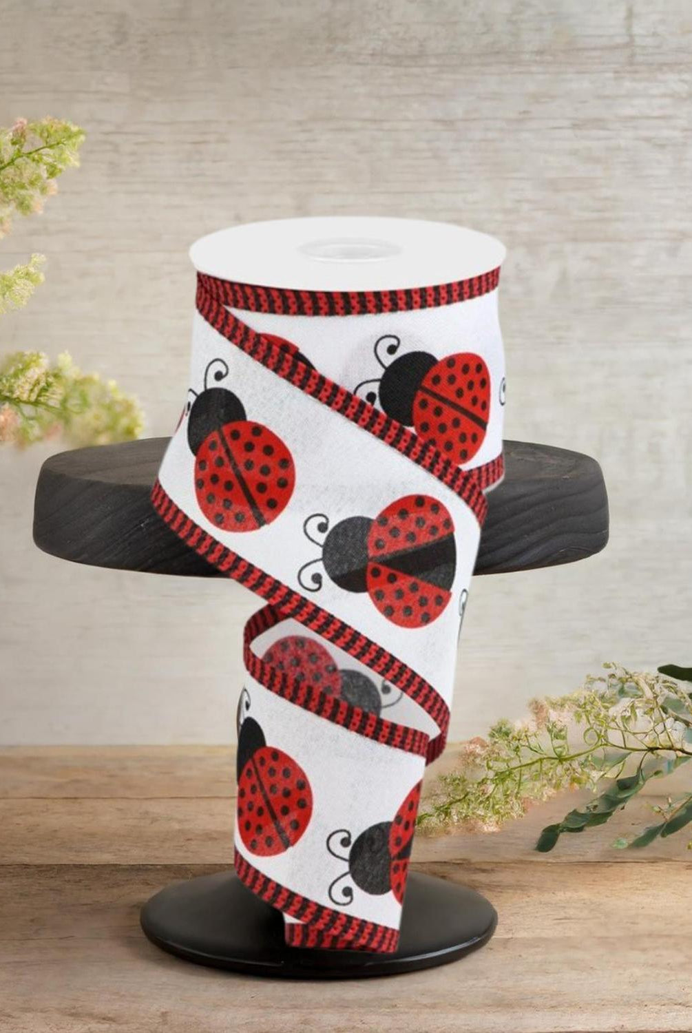 Shop For 2.5" Ladybug Thin Stripe Ribbon: Red (10 Yards)