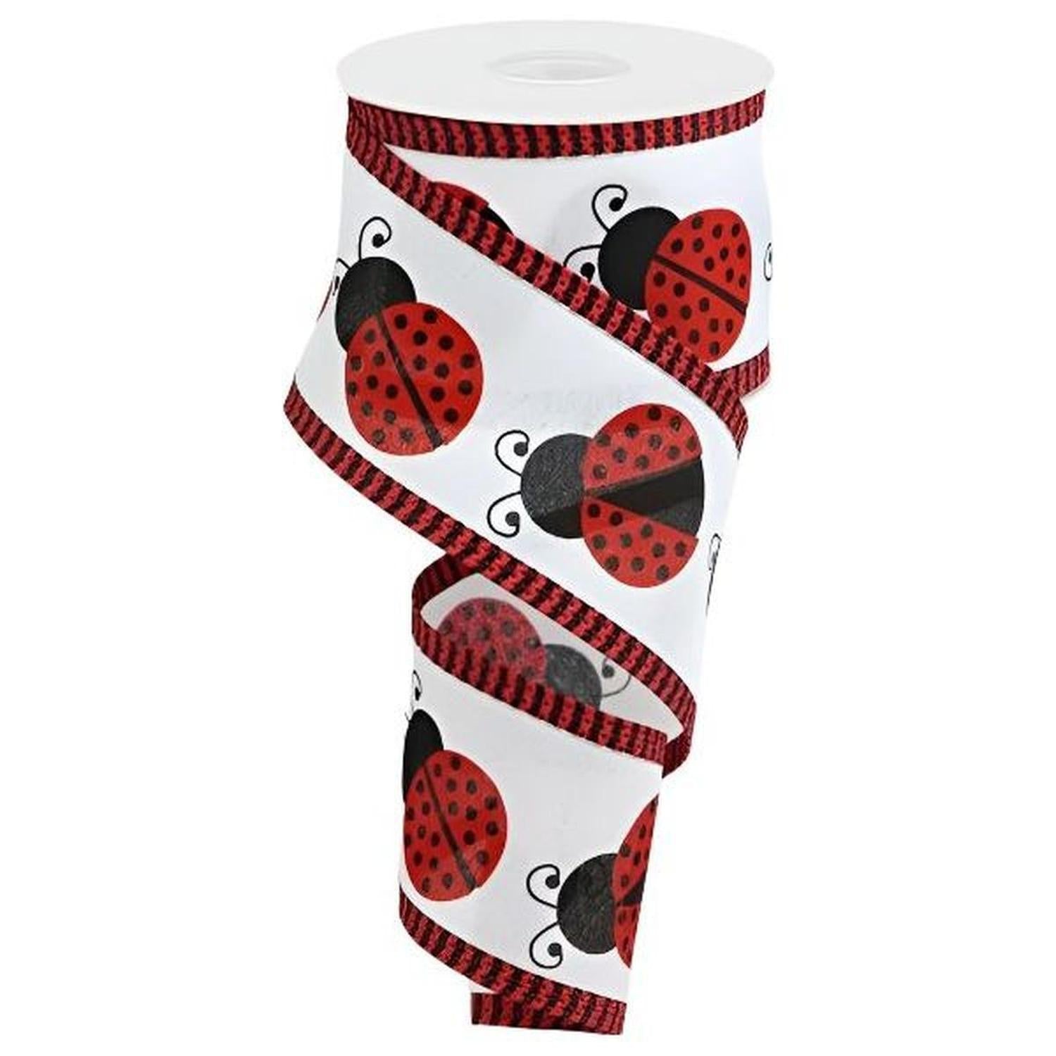 Shop For 2.5" Ladybug Thin Stripe Ribbon: Red (10 Yards)