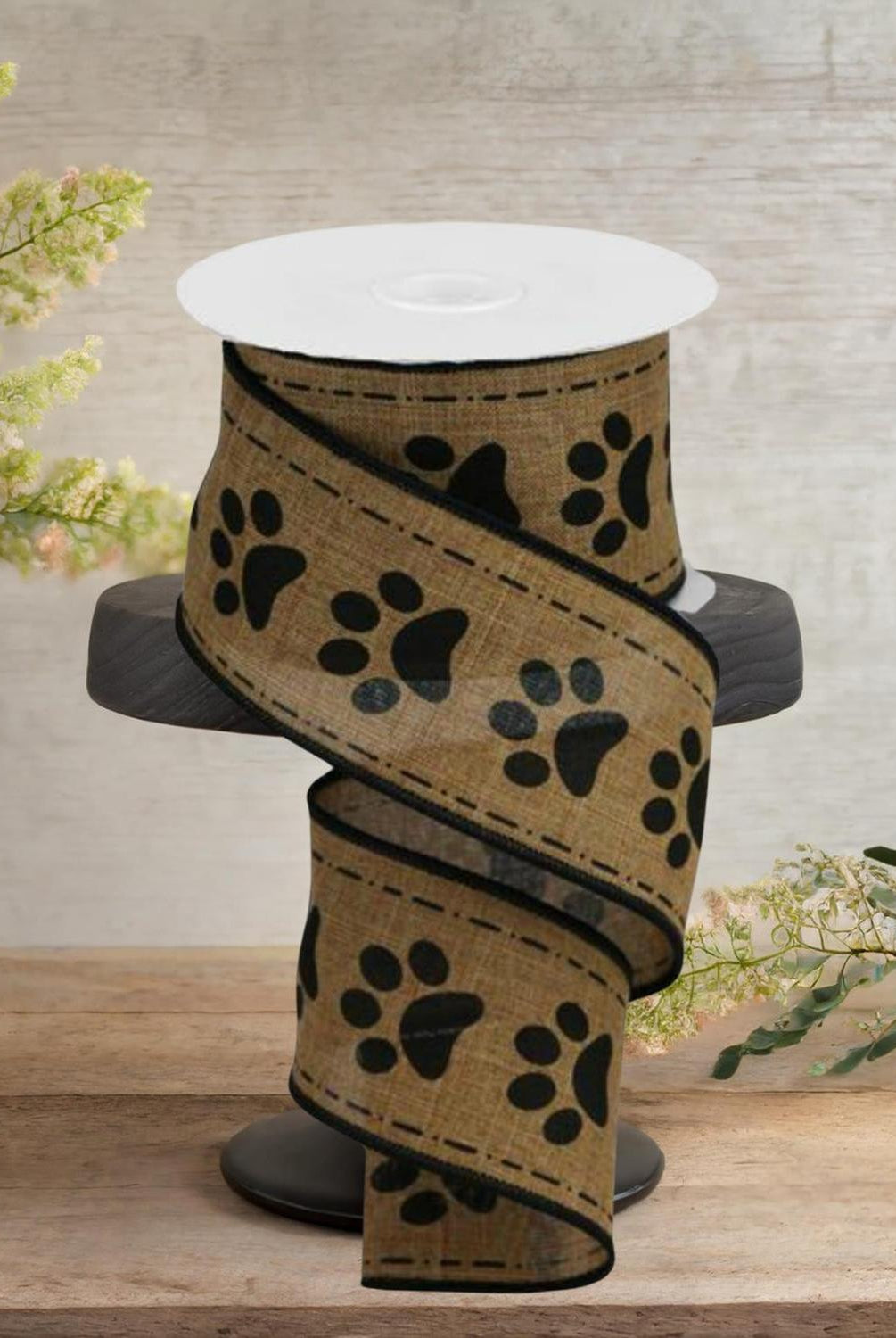 Shop For 2.5" Large Paw Print Royal Ribbon: Tan (10 Yards)