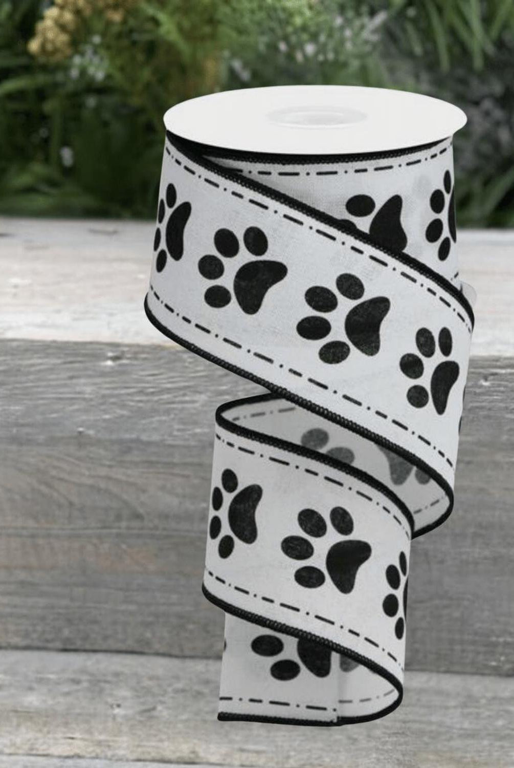 Shop For 2.5" Large Paw Print Royal Ribbon: White (10 Yards)