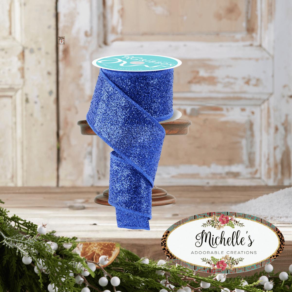 Shop For 2.5" Laser Glitter Ribbon: Royal Blue (10 Yards)