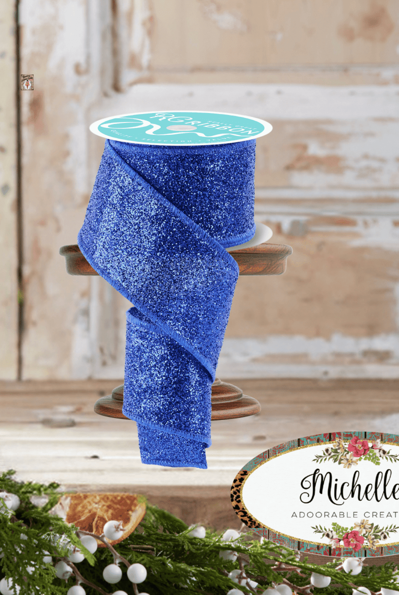 Shop For 2.5" Laser Glitter Ribbon: Royal Blue (10 Yards)