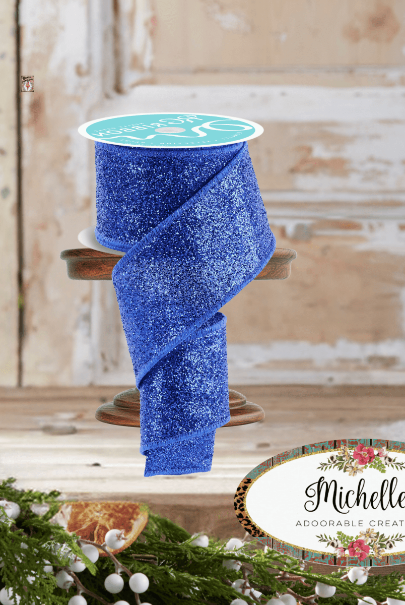 Shop For 2.5" Laser Glitter Ribbon: Royal Blue (10 Yards)