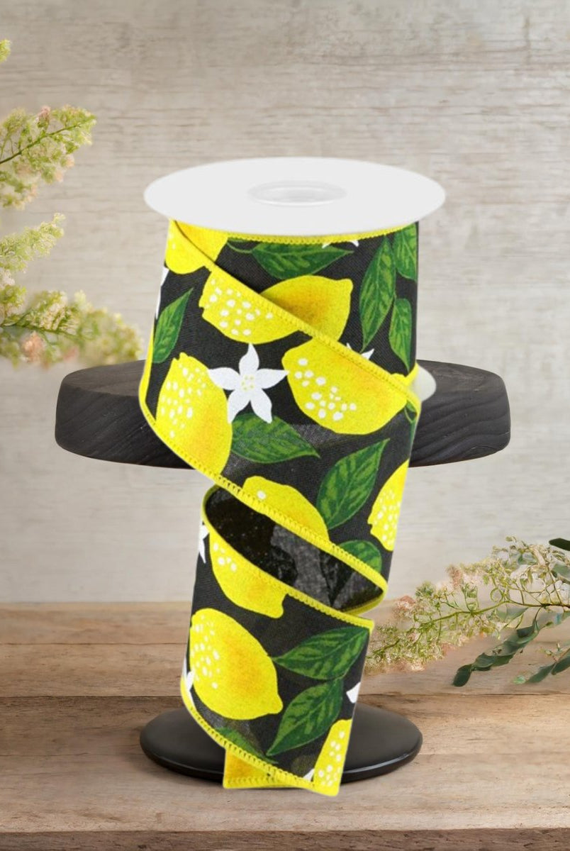 Shop For 2.5" Lemon on Royal Ribbon: Black (10 Yards)