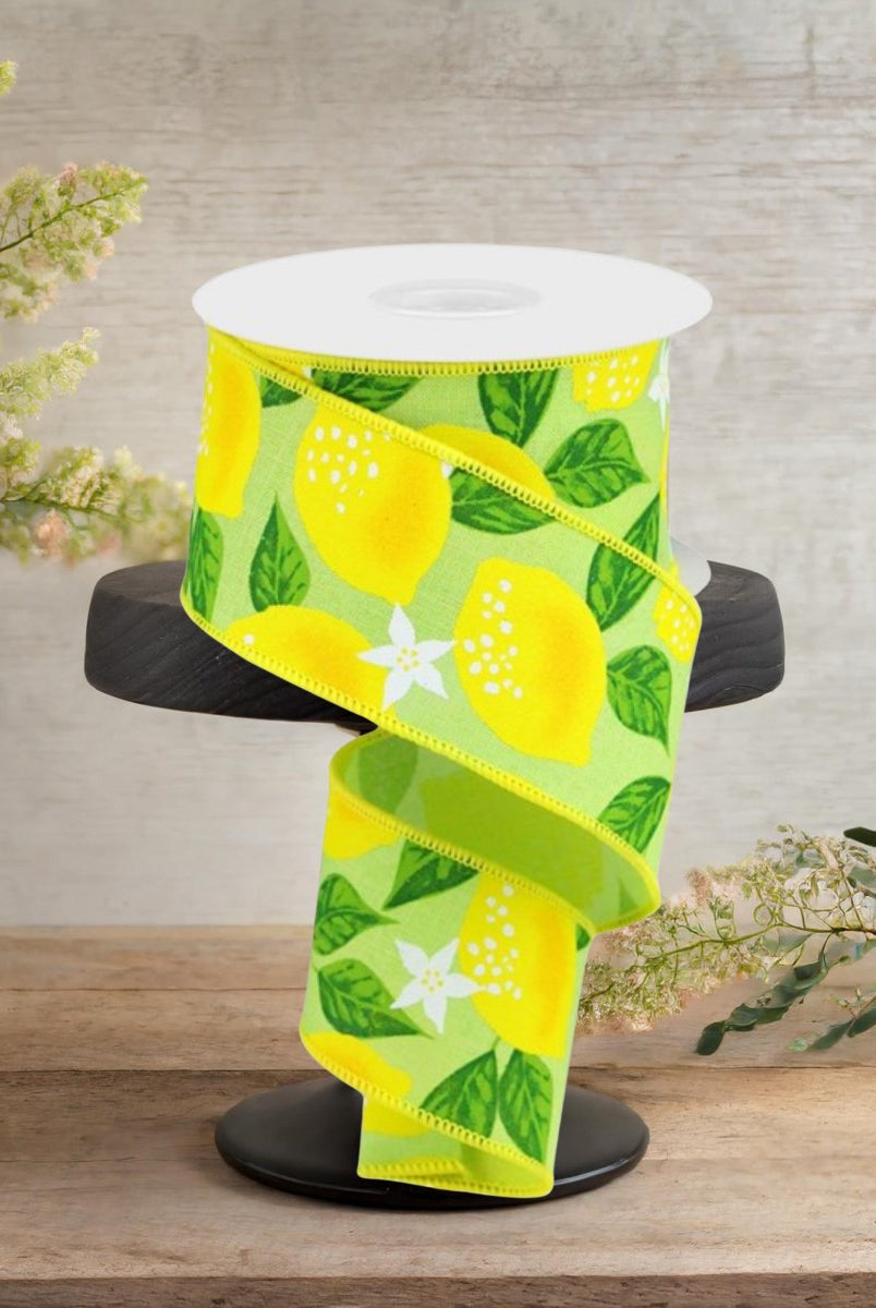 Shop For 2.5" Lemon On Royal Ribbon: Green (10 Yards)