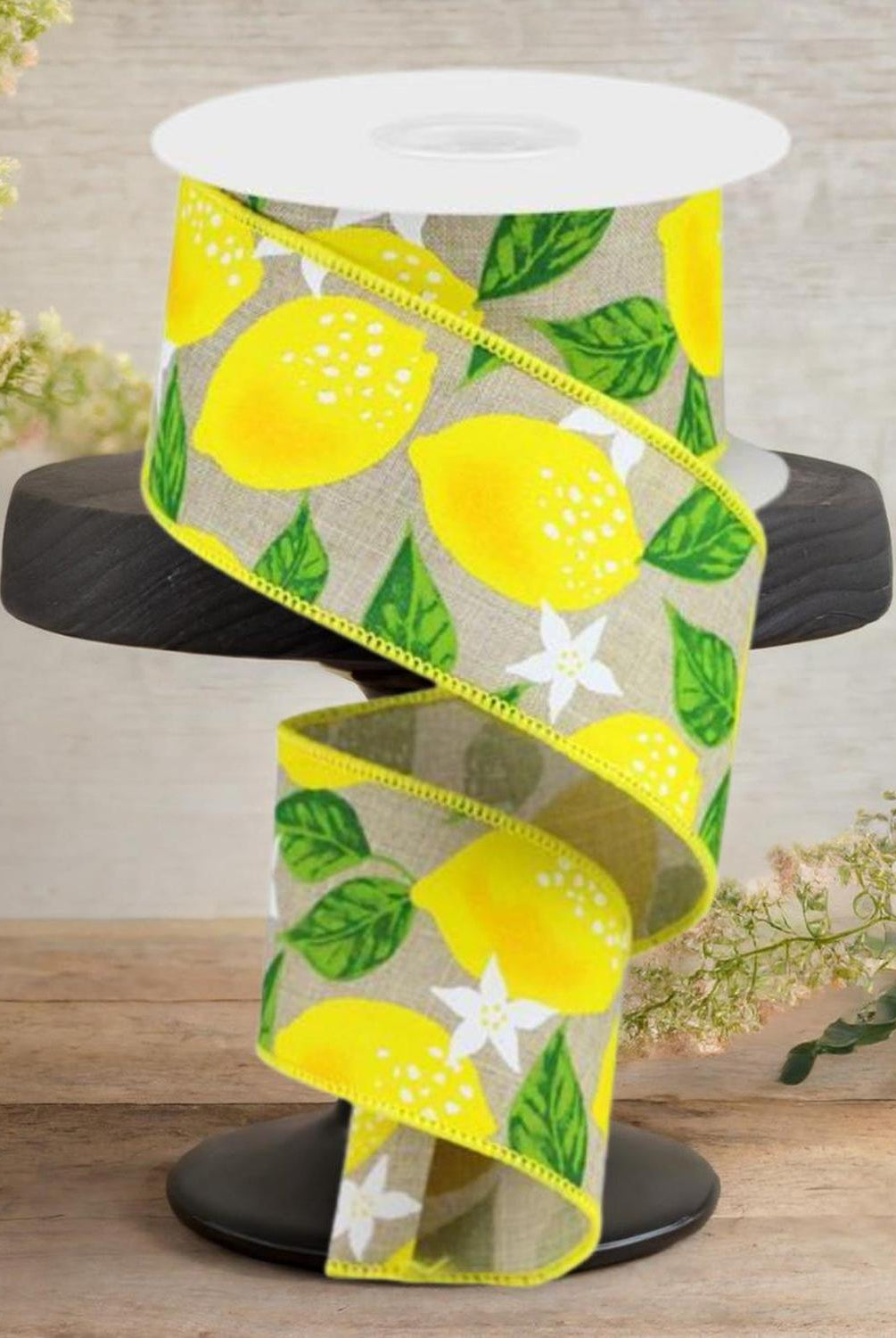 Shop For 2.5" Lemon On Royal Ribbon: Natural (10 Yards)
