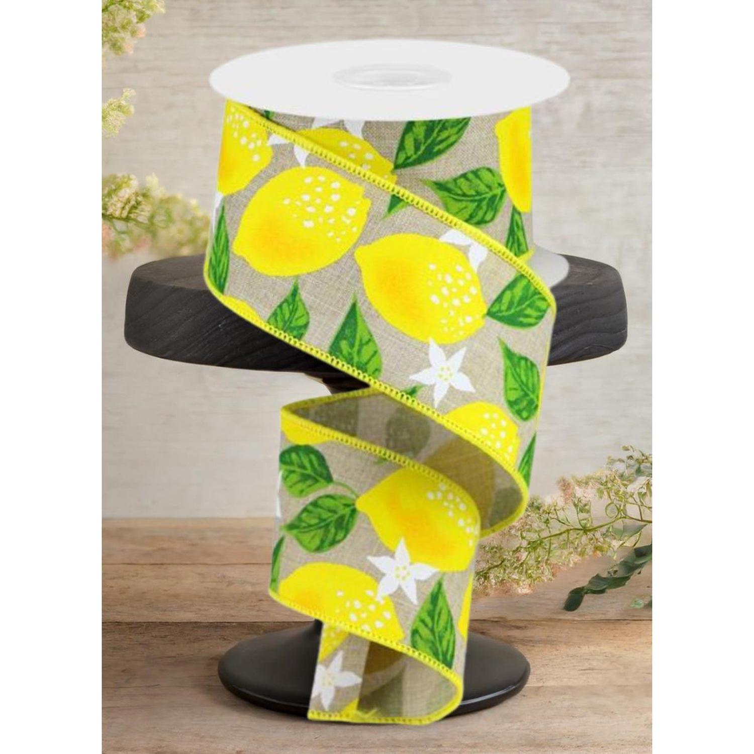 Shop For 2.5" Lemon On Royal Ribbon: Natural (10 Yards)