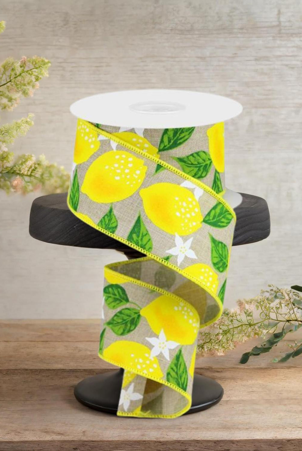 Shop For 2.5" Lemon On Royal Ribbon: Natural (10 Yards)