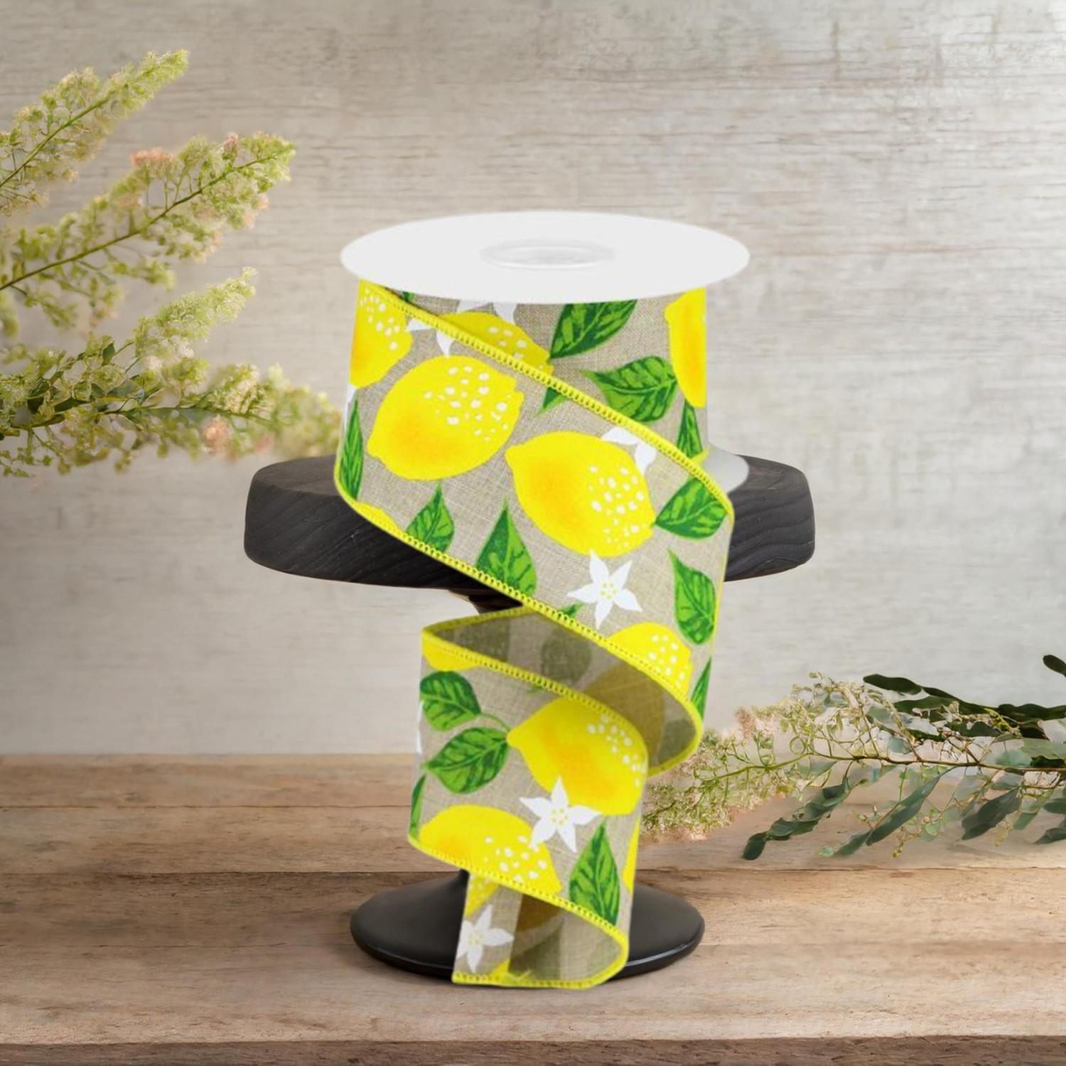 Shop For 2.5" Lemon On Royal Ribbon: Natural (10 Yards)