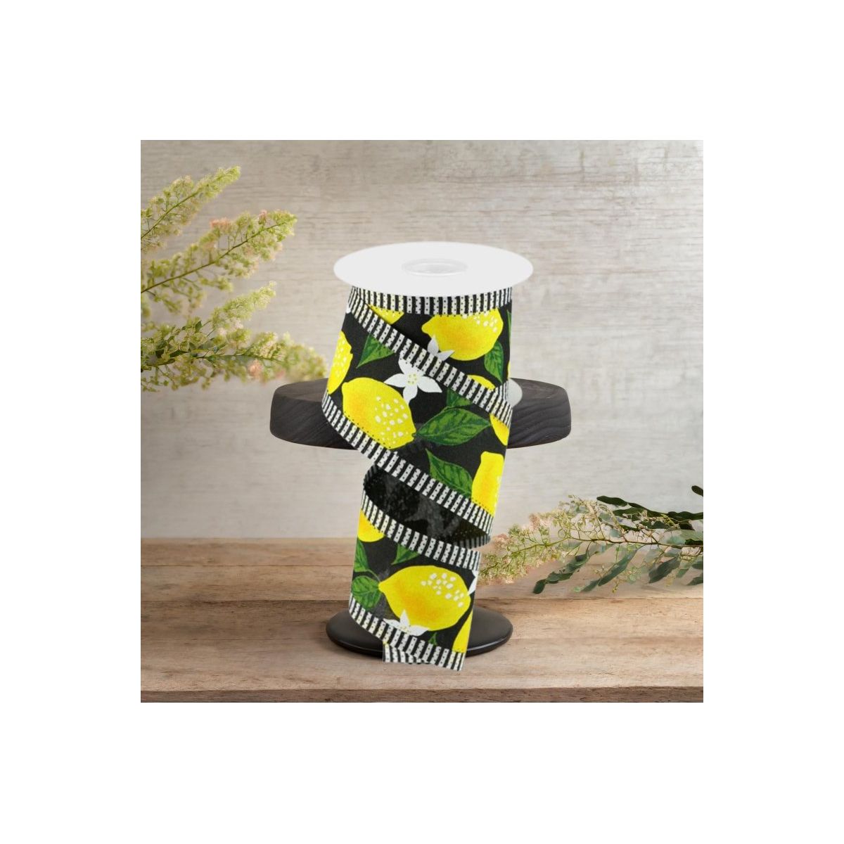Shop For 2.5" Lemon Thin Stripes Ribbon: Black (10 Yards)