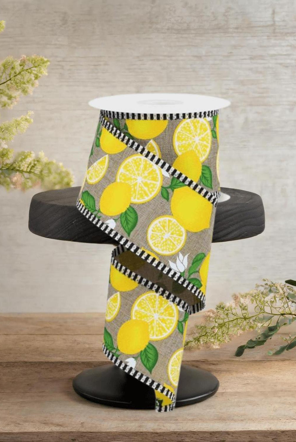 2.5" Lemon Thin Stripes Ribbon: Lt Beige (10 Yards)