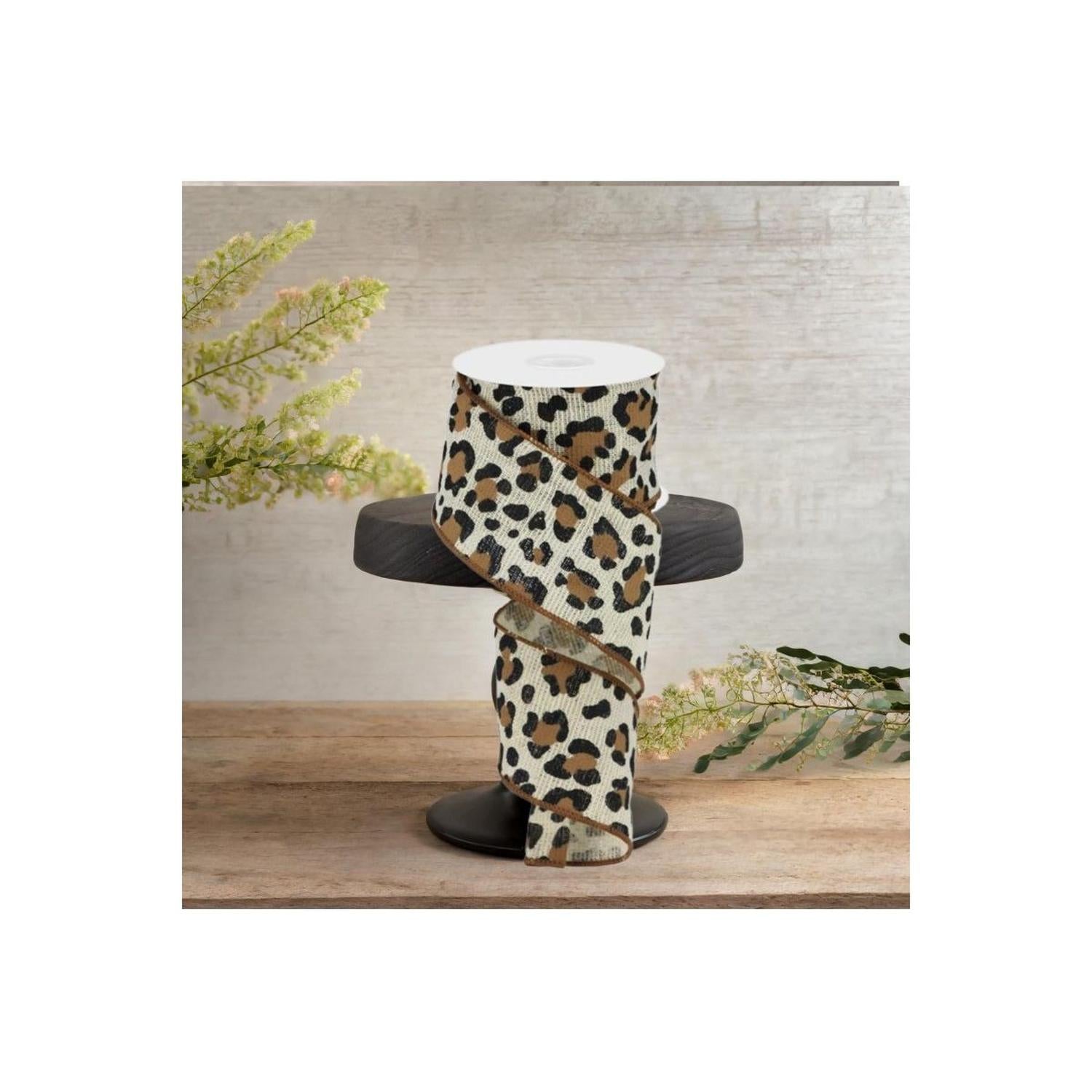 Shop For 2.5" Leopard Print Ribbon: Ivory (10 Yards)