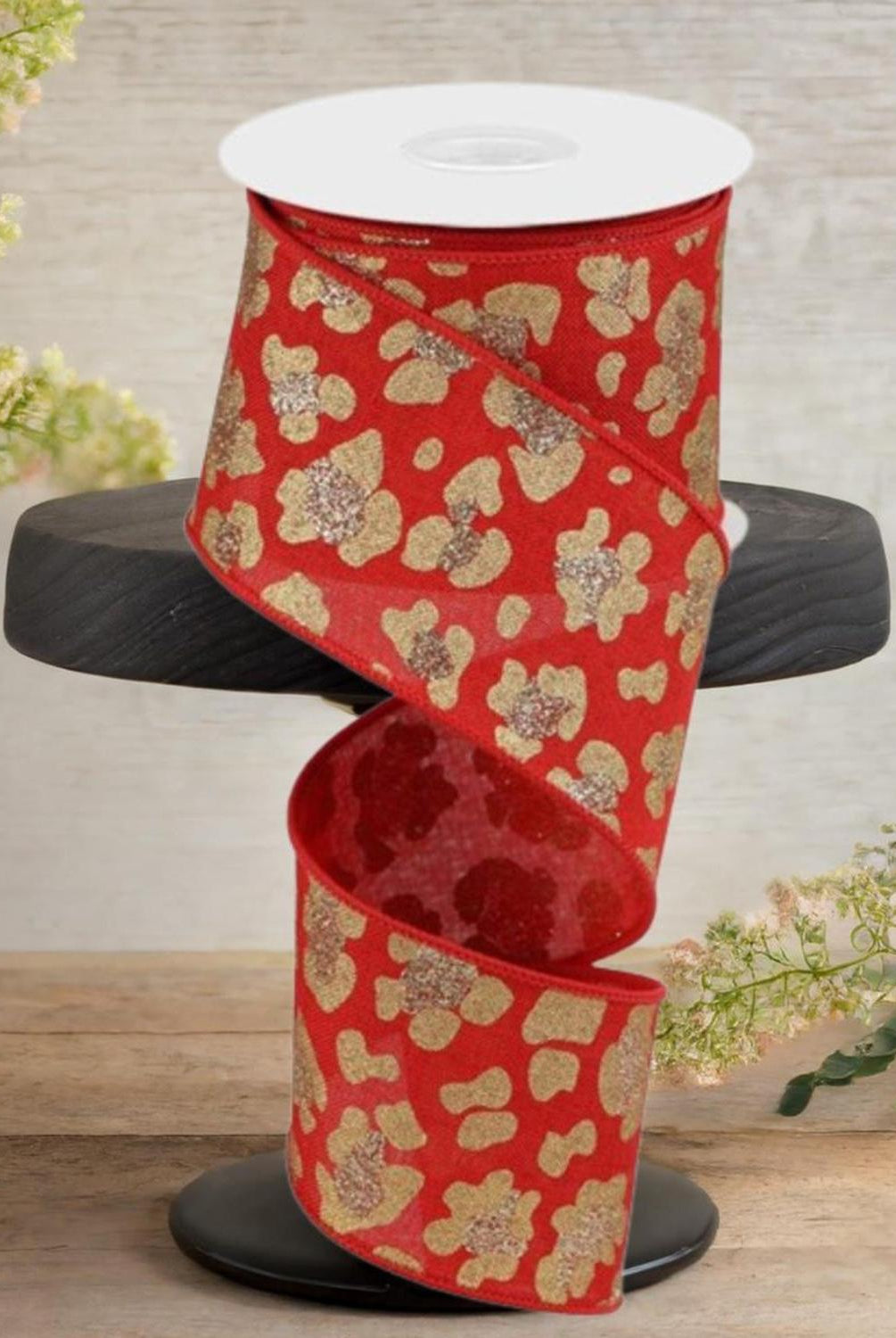 Shop For 2.5" Leopard Print Ribbon: Red (10 Yards)