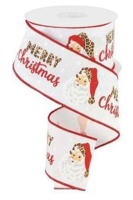 Shop For 2.5" Leopard Santa Ribbon: White (10 Yards)