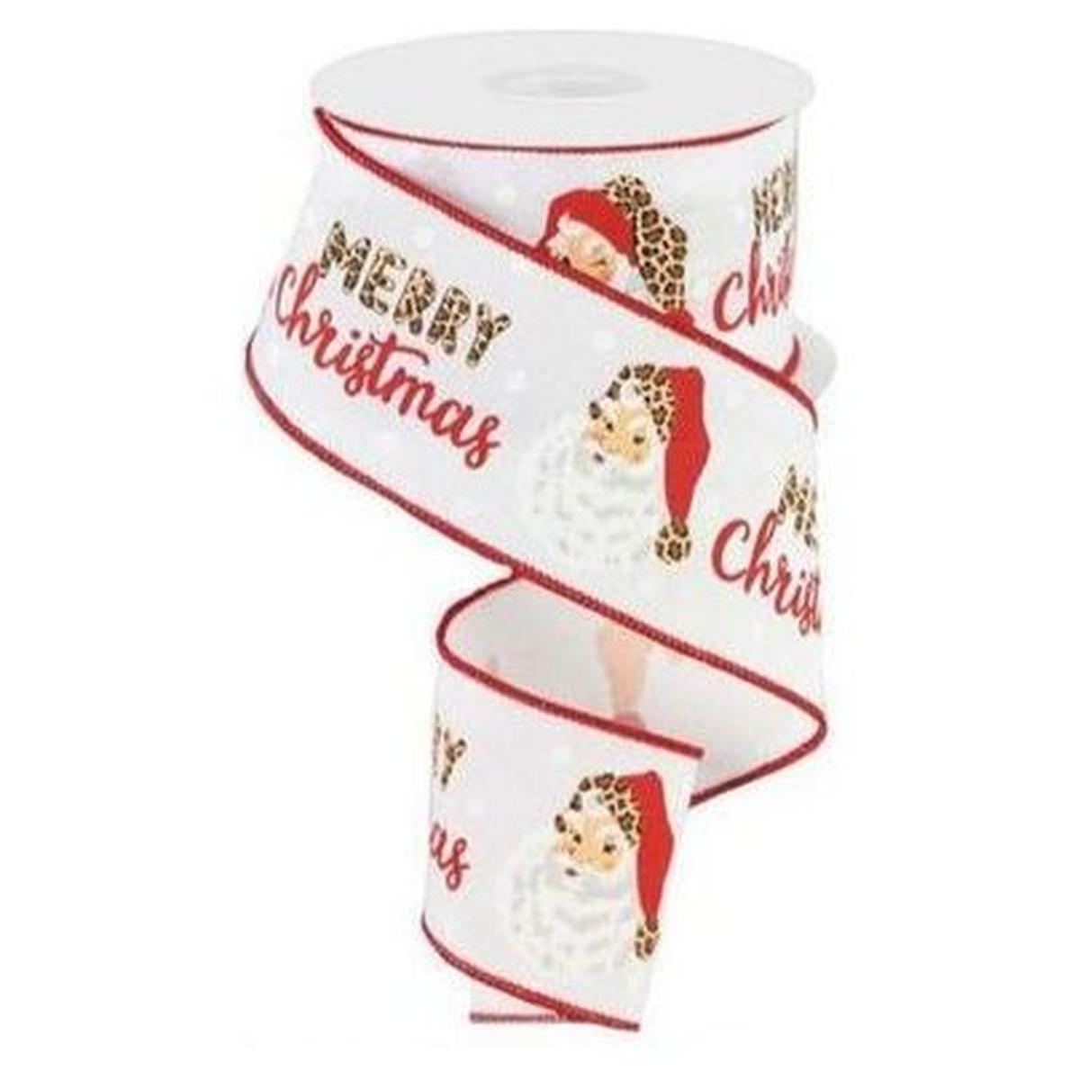 Shop For 2.5" Leopard Santa Ribbon: White (10 Yards)