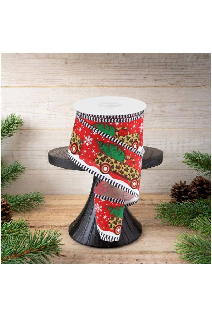 Shop For 2.5" Leopard Snow Striped Edge Ribbon: Red (10 Yards)