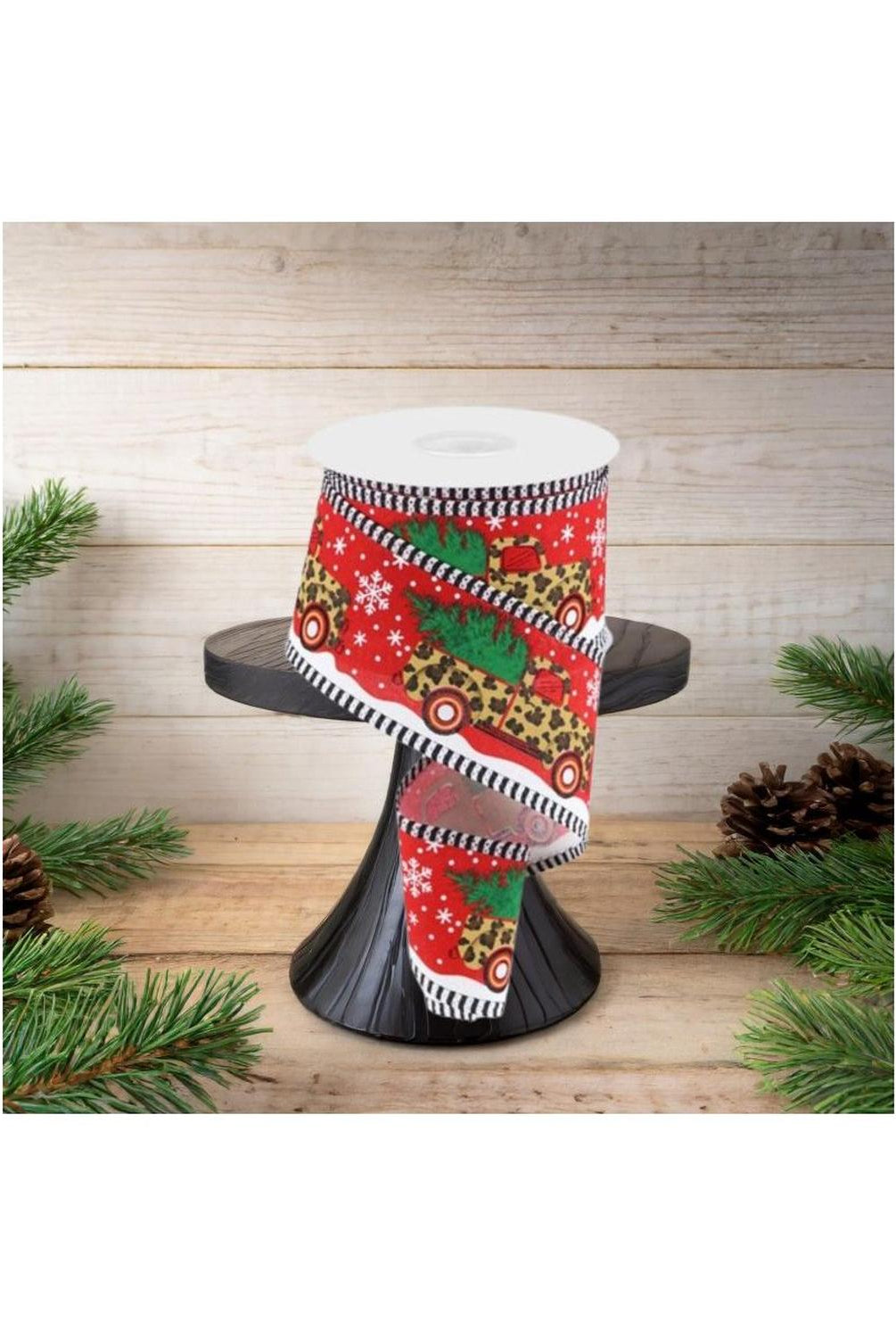 Shop For 2.5" Leopard Snow Striped Edge Ribbon: Red (10 Yards)