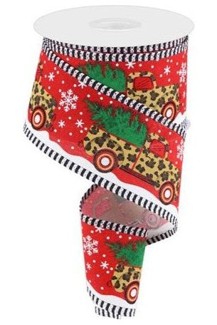 Shop For 2.5" Leopard Snow Striped Edge Ribbon: Red (10 Yards)
