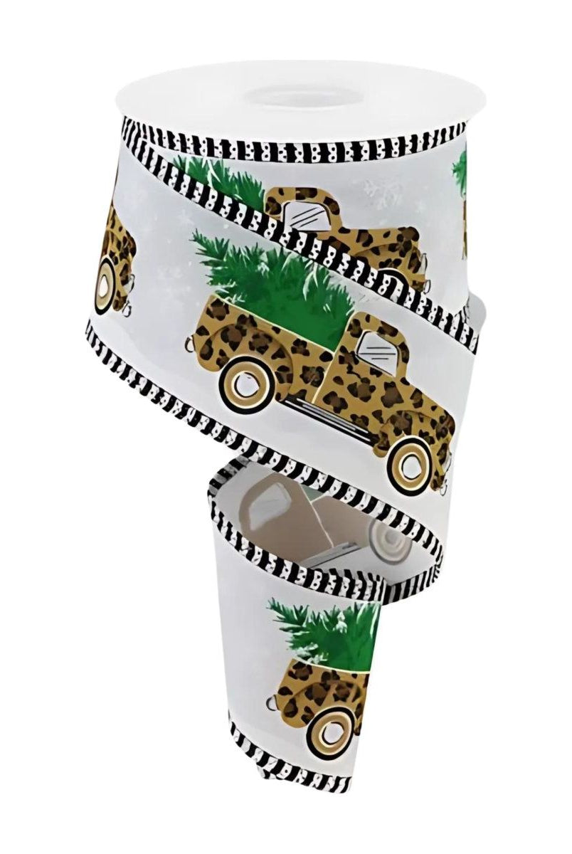 Shop For 2.5" Leopard Snow Striped Edge Ribbon: White (10 Yards)