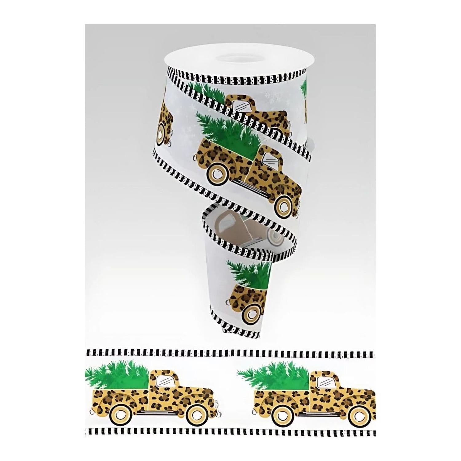 Shop For 2.5" Leopard Snow Striped Edge Ribbon: White (10 Yards)