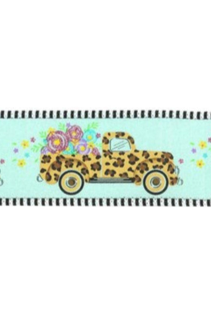 Shop For 2.5" Leopard Truck Flower Stripe Ribbon: Mint Green (10 Yards)