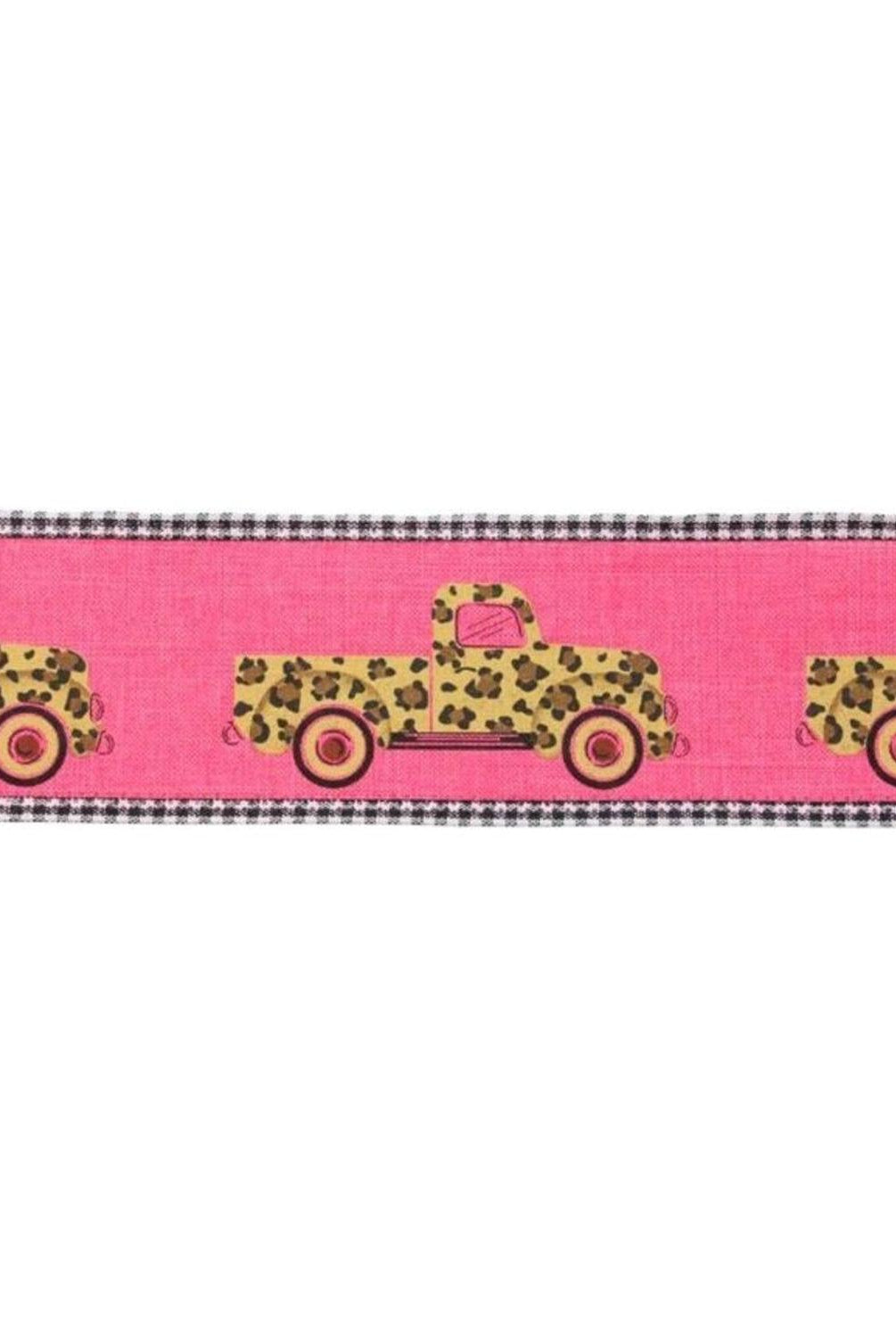 Shop For 2.5" Leopard Truck Gingham Edge Ribbon: Hot Pink (10 Yards)