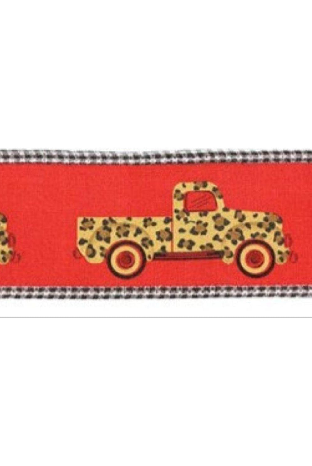 Shop For 2.5" Leopard Truck Gingham Edge Ribbon: Red (10 Yards)