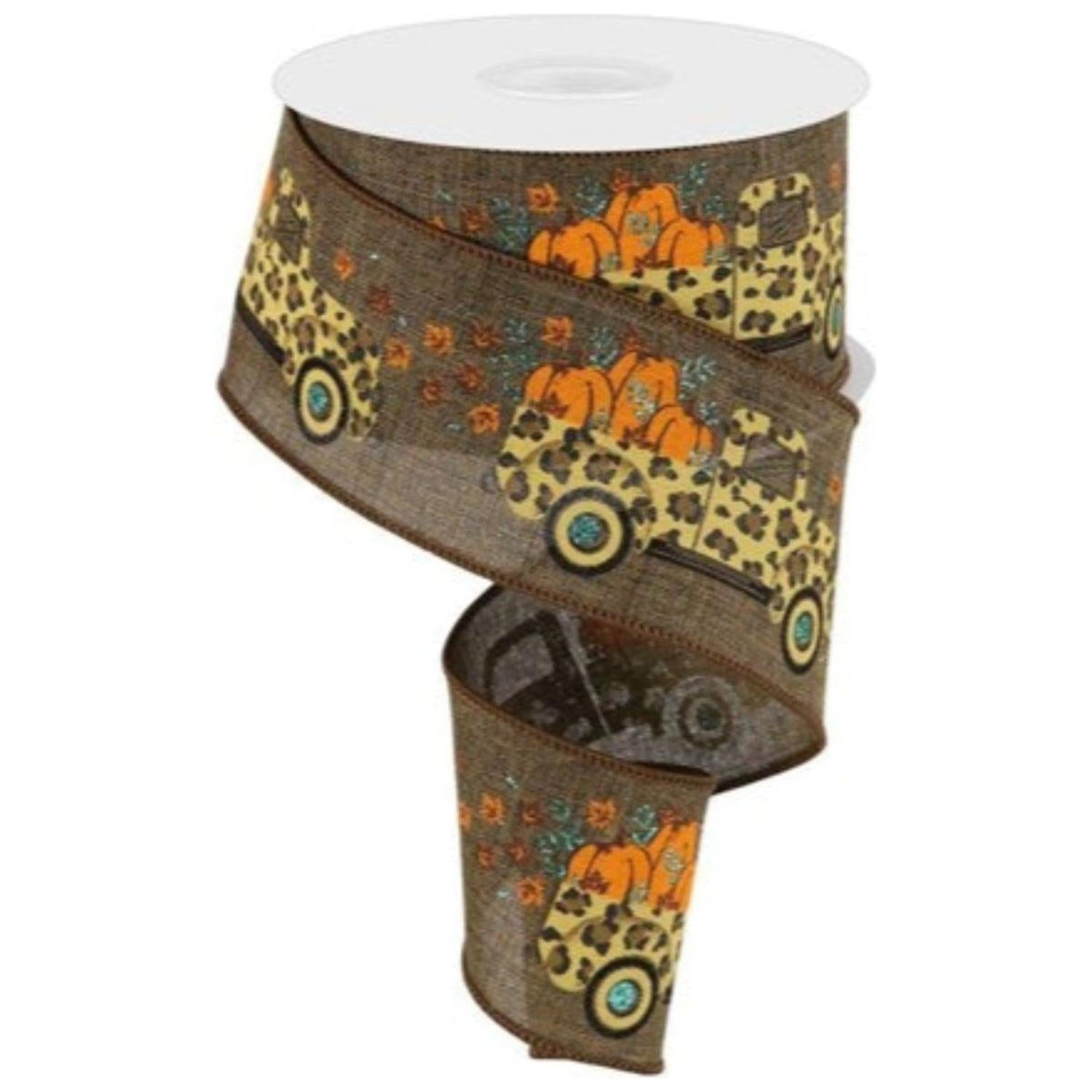 Shop For 2.5" Leopard Truck Royal Ribbon: Brown (10 Yards)