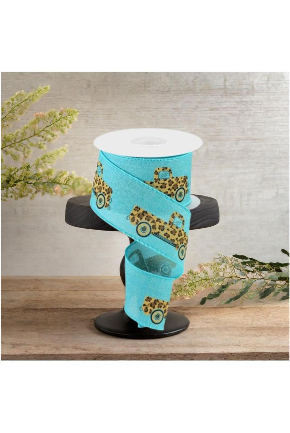 Shop For 2.5" Leopard Truck Royal Ribbon: Light Teal (10 Yards)