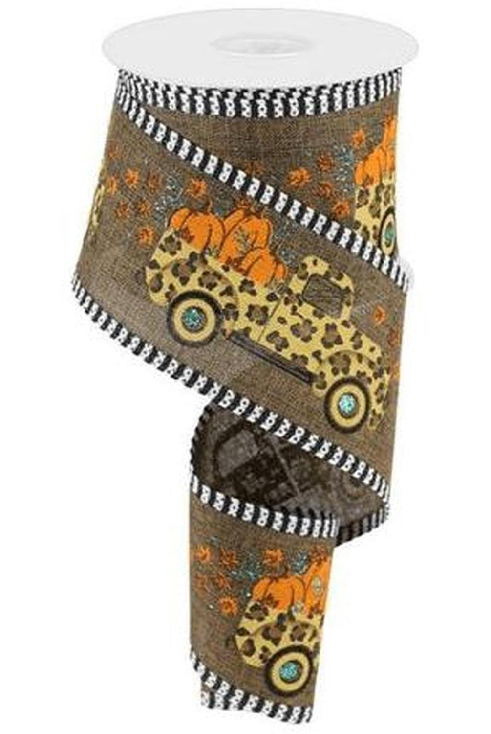 Shop For 2.5" Leopard Truck Stripe Edge Ribbon: Brown (10 Yards)