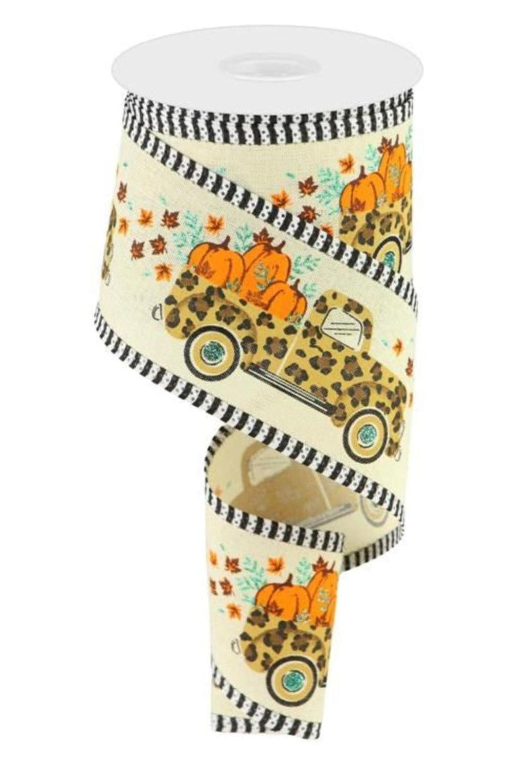 Shop For 2.5" Leopard Truck Stripe Edge Ribbon: Cream (10 Yards)