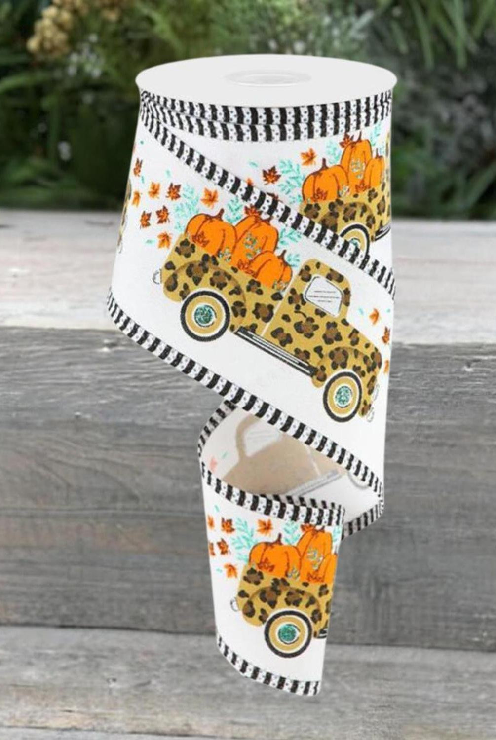 Shop For 2.5" Leopard Truck Stripe Edge Ribbon: White (10 Yards)