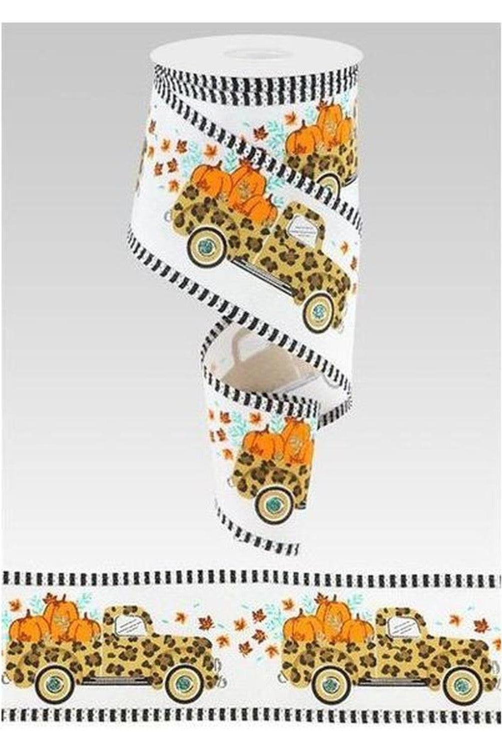 Shop For 2.5" Leopard Truck Stripe Edge Ribbon: White (10 Yards) at Michelle's aDOORable Creations